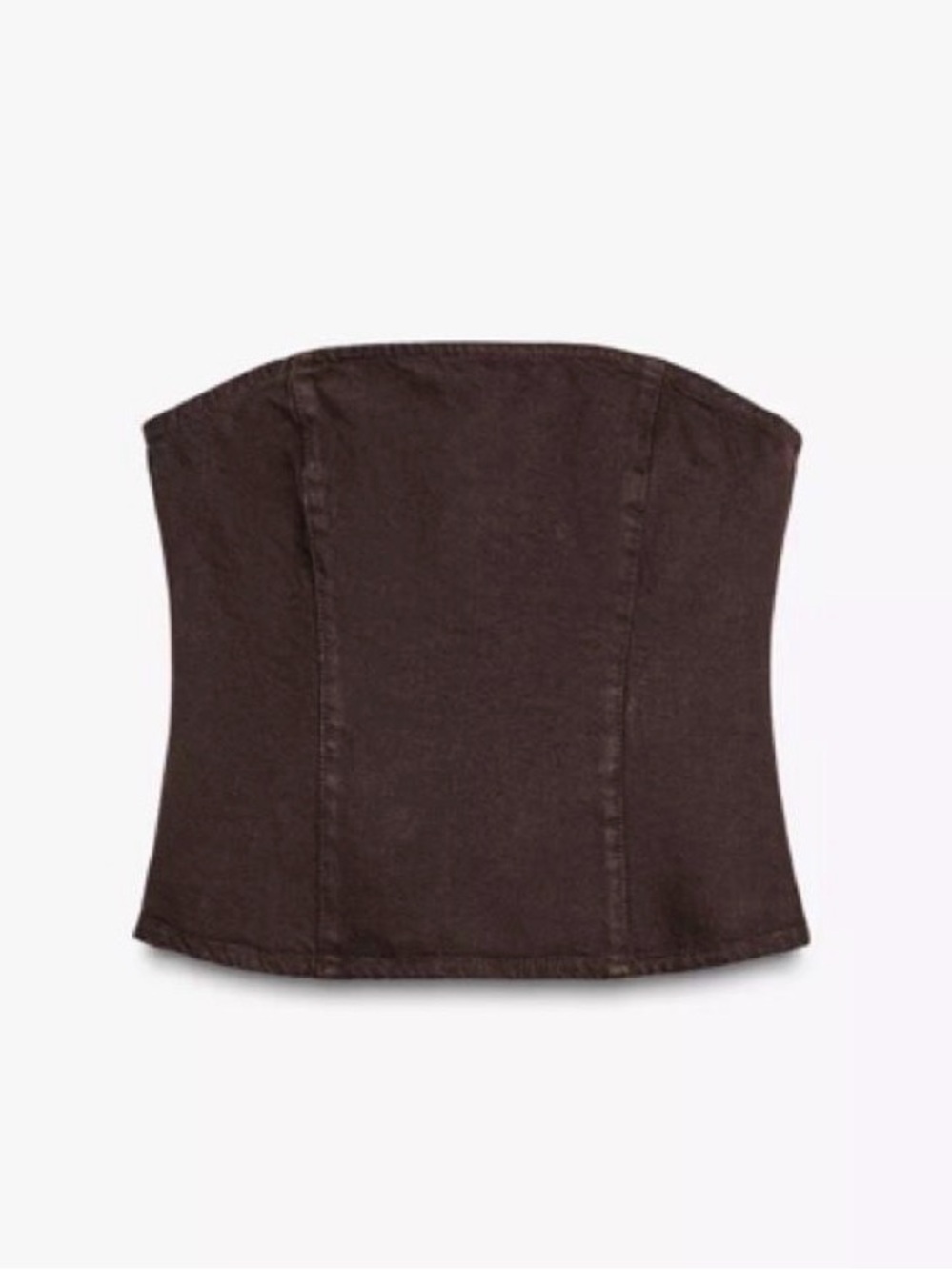 Zara Brown Denim Strapless Corset Bustier Top